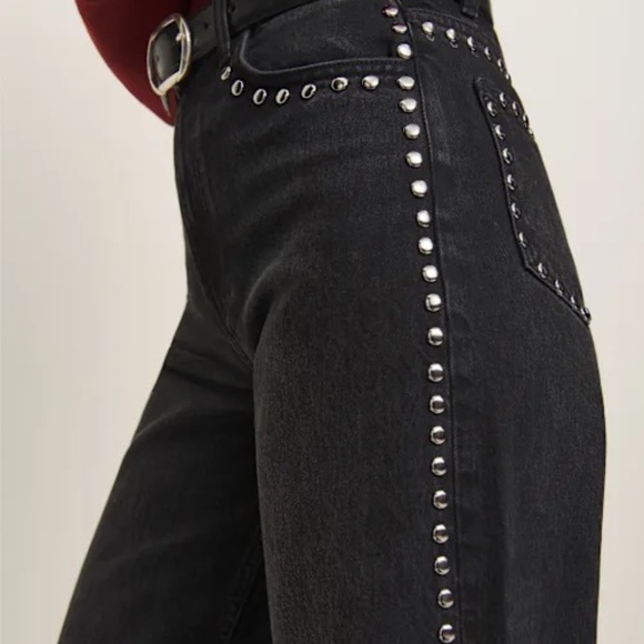 Reformation Cary High Rise Slouchy Wide Leg Jeans Black - Size 30